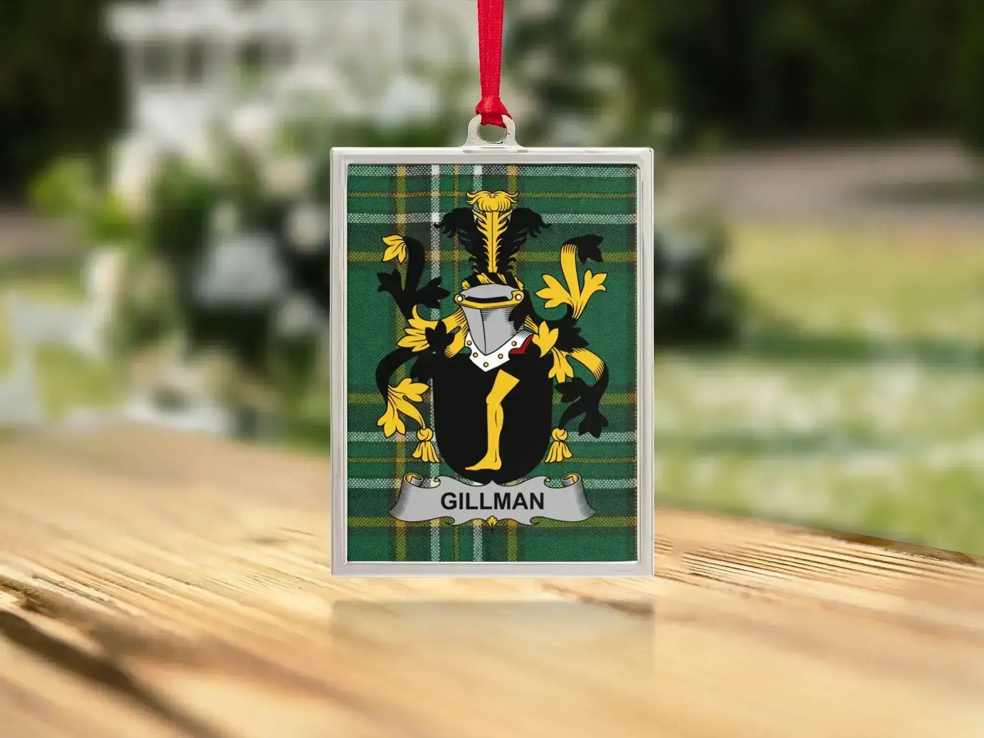 Gillman Family Crest Green and Yellow Ornament product
