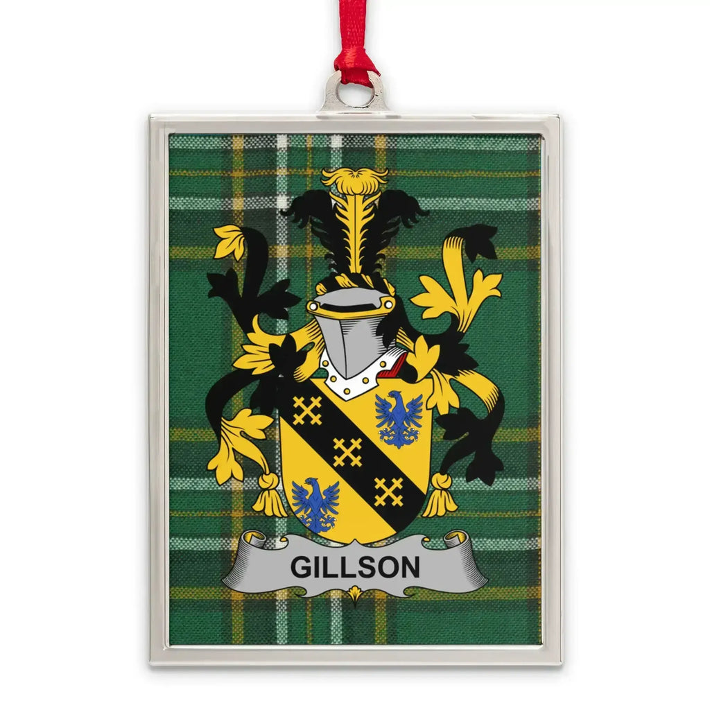 Gillson Family Crest Tartan Background Ornament product