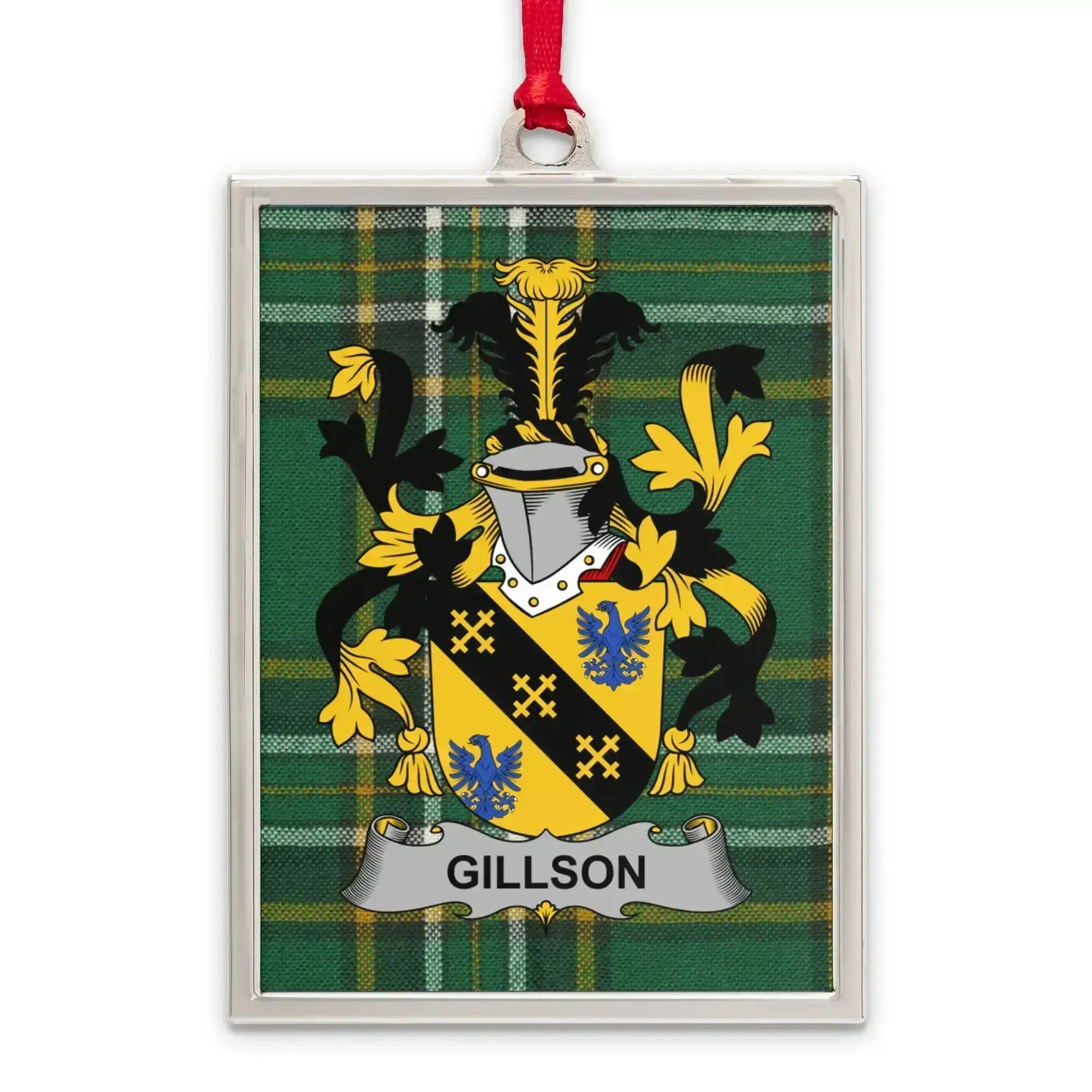 Gillson Family Crest Tartan Background Ornament product