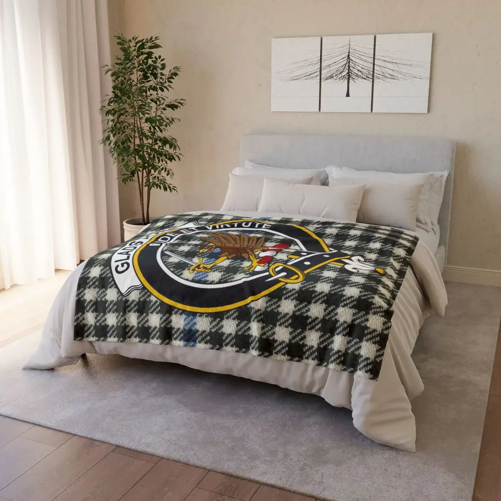 Classic Checkered Blanket Design with Crest Elements