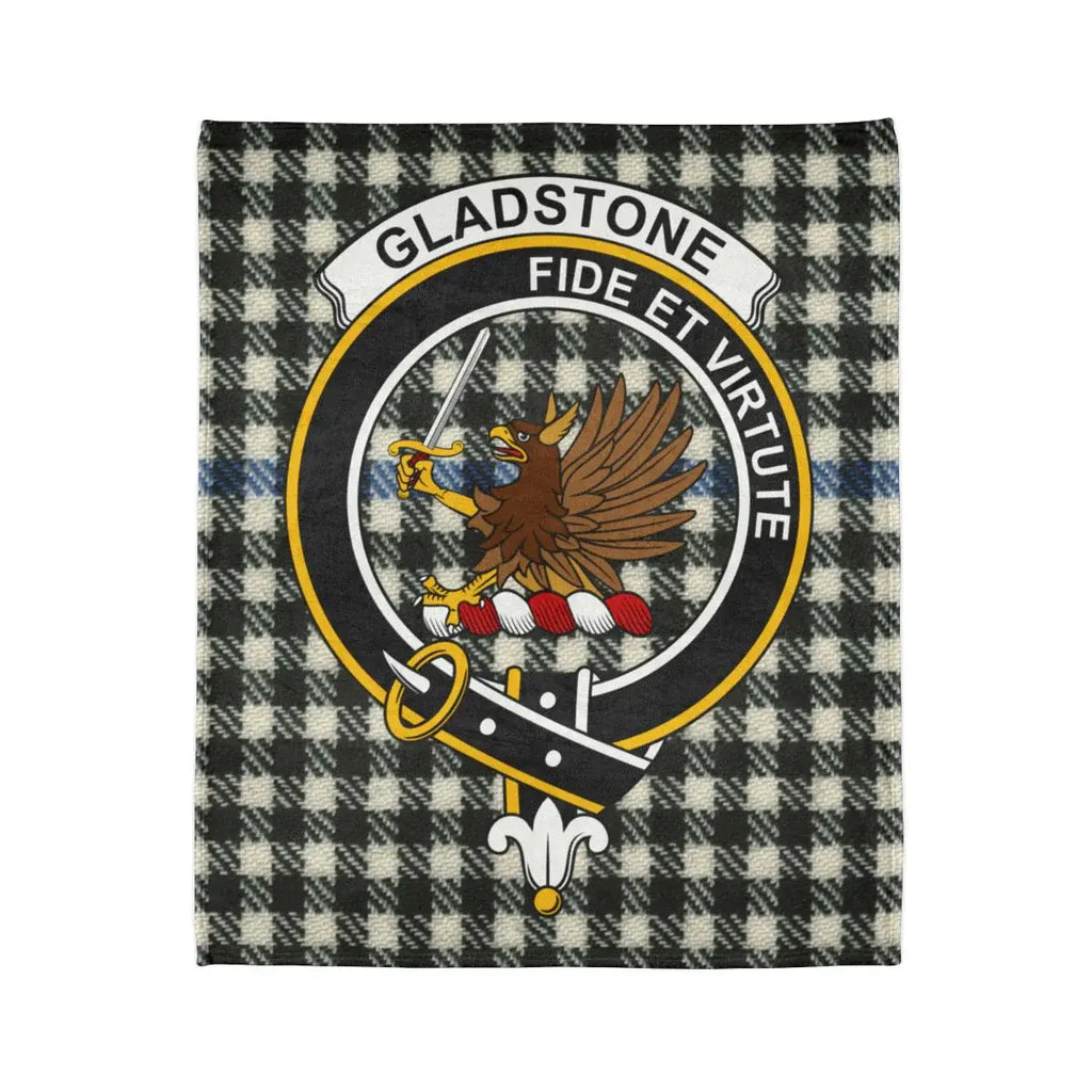 Gladstone Clan Tartan Plaid Blanket with Crest Design