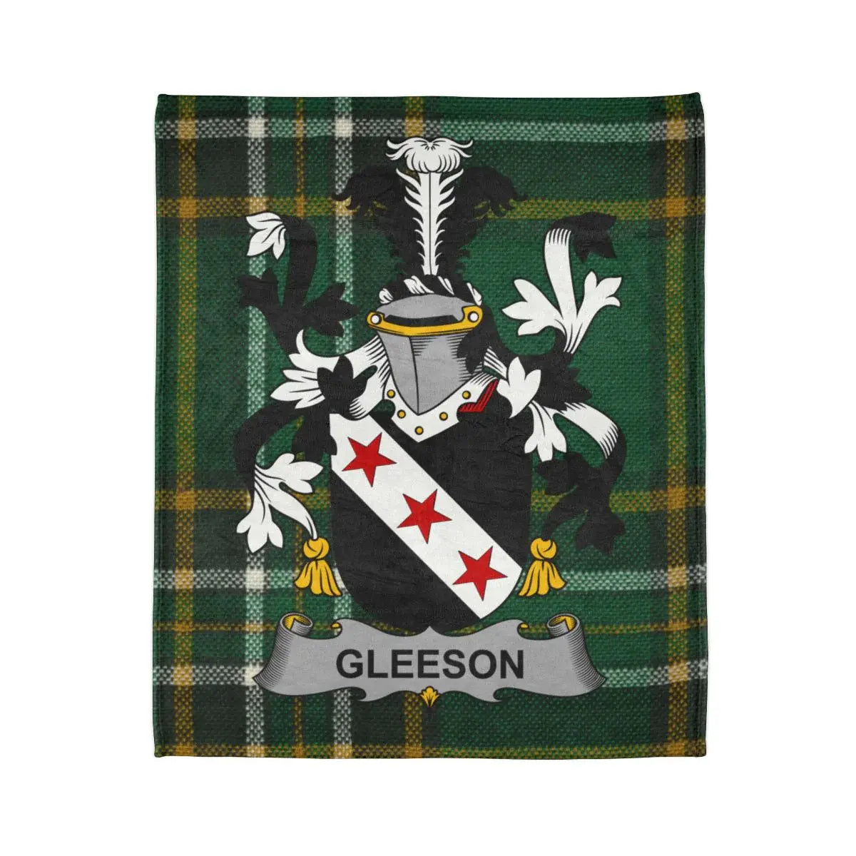 Gleeson Family Crest Tartan Plaid Blanket Design