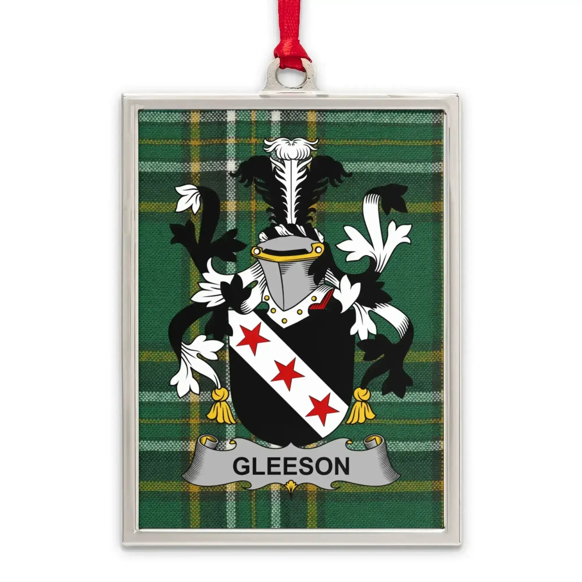 Gleeson Family Crest Plaid Background Ornament product type