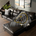 Clan Glendinning crest tartan printed throw blanket — 50x60 inch polyester with clan crest on front