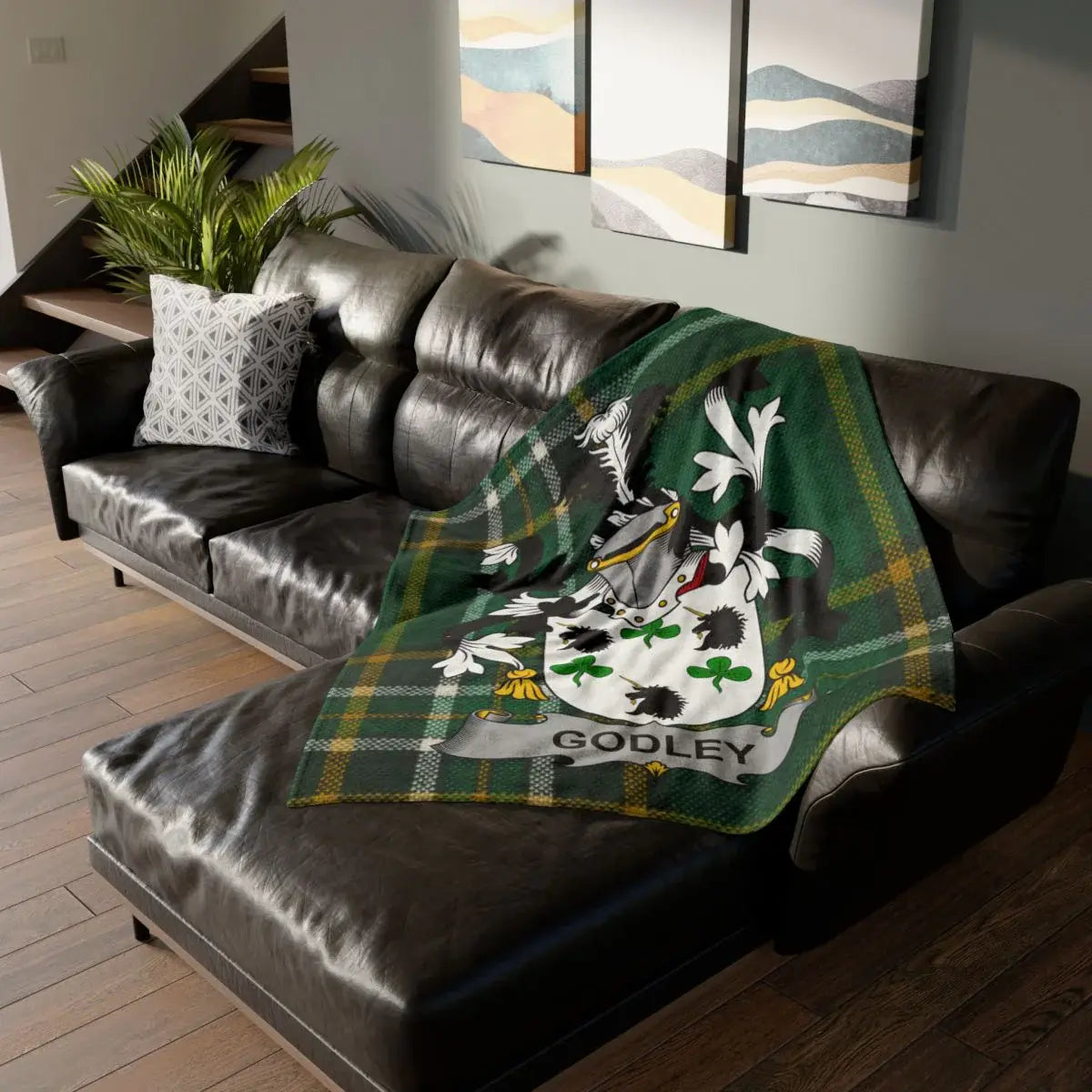 Godley Family Crest Plaid Pattern Decorative Throw Blanket