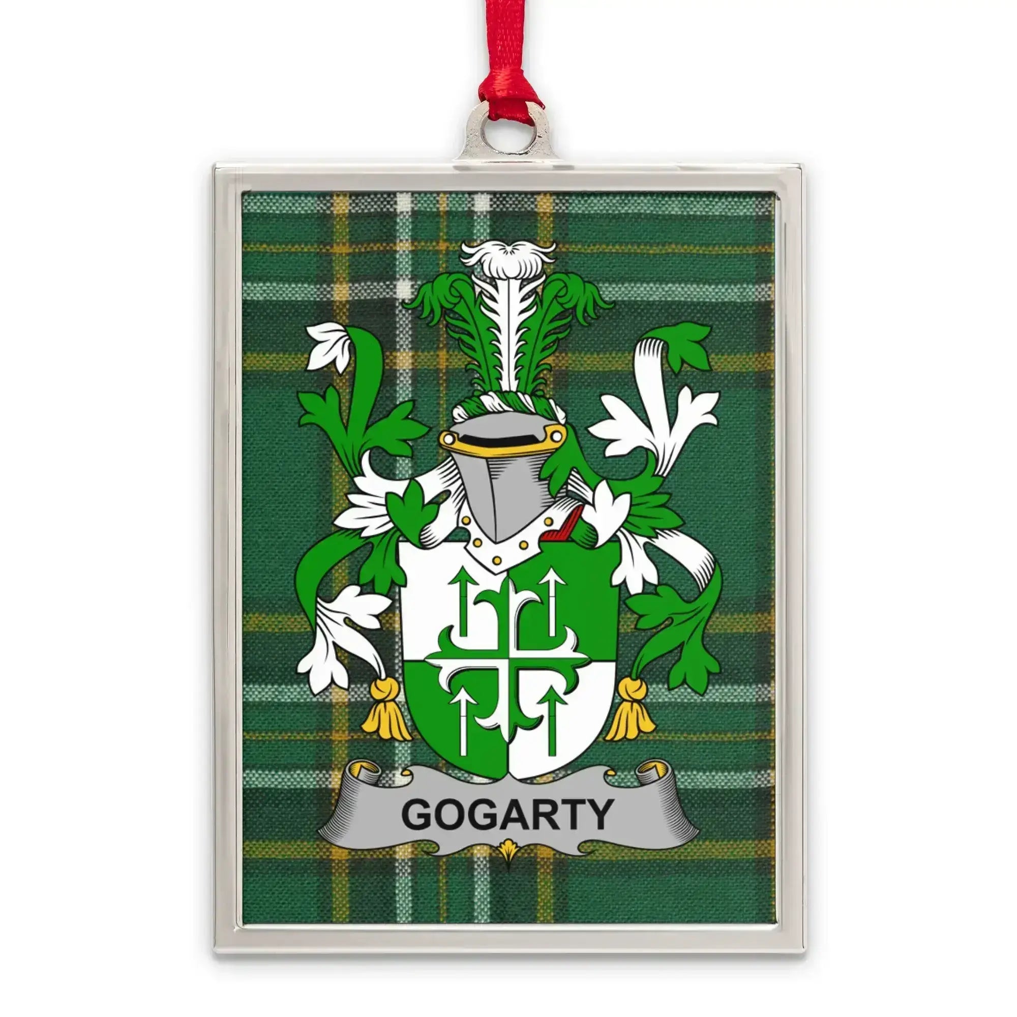 Personalized Family Crest Plaid Background Ornament product type