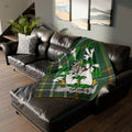 Personalized Green and White Tartan Crest Blanket