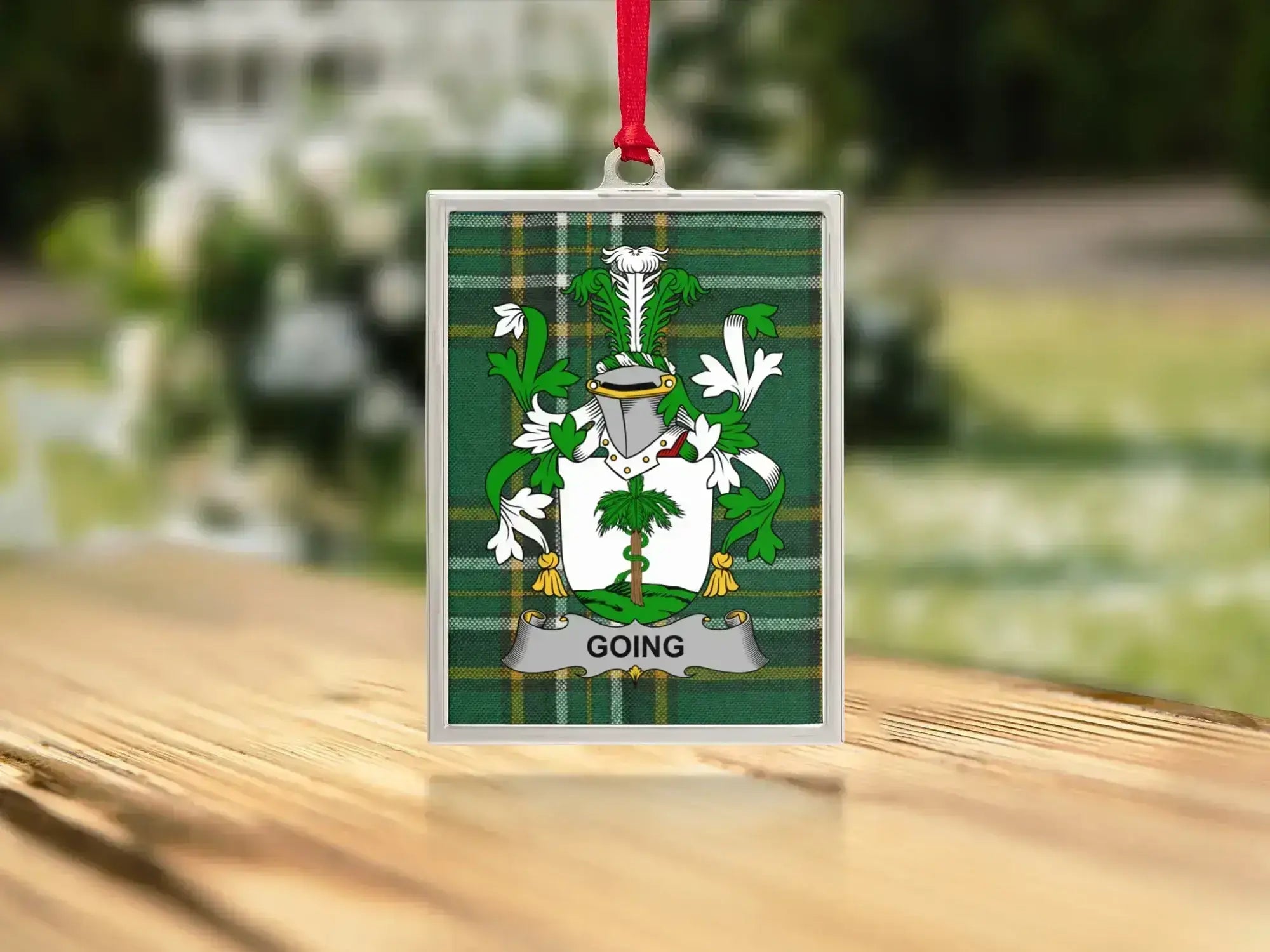 Green Plaid Custom Family Crest Ornament product