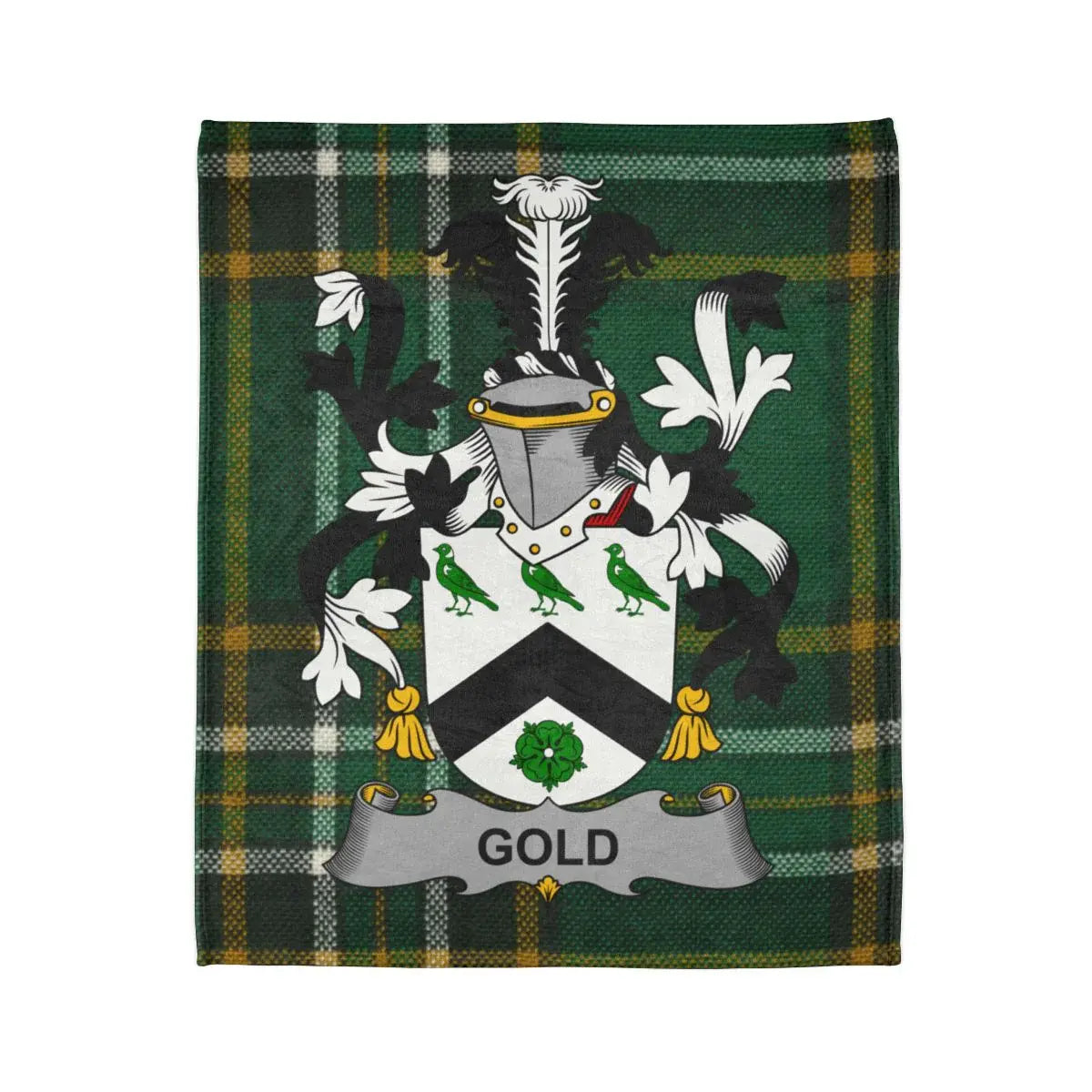 Gold Family Crest Plaid Background Blanket