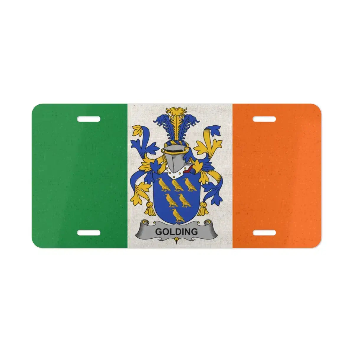 Irish Flag with Family Crest License Plate product