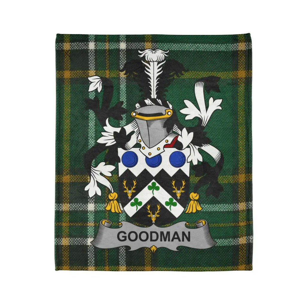 Goodman Tartan Plaid with Family Crest Blanket