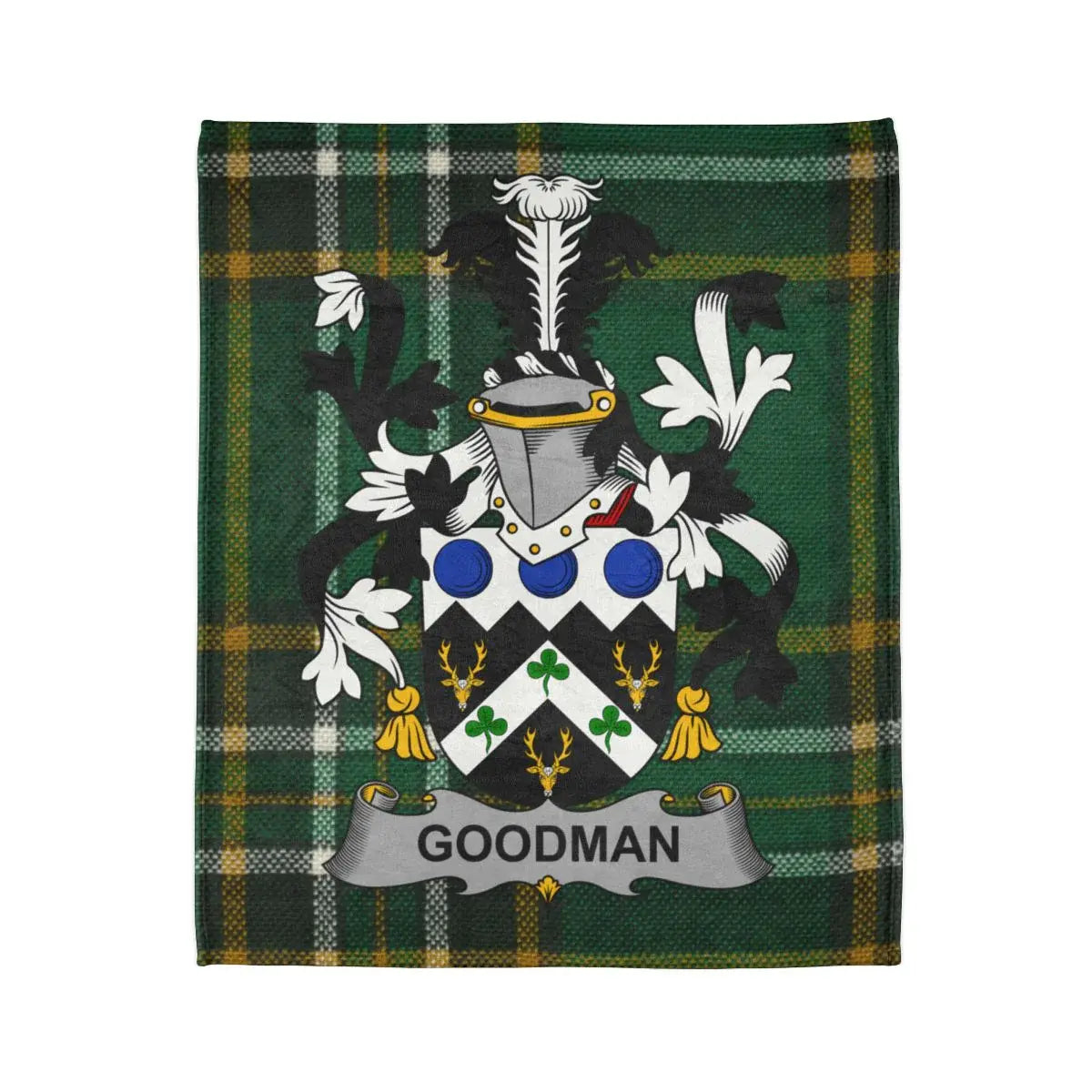 Goodman Tartan Plaid with Family Crest Blanket