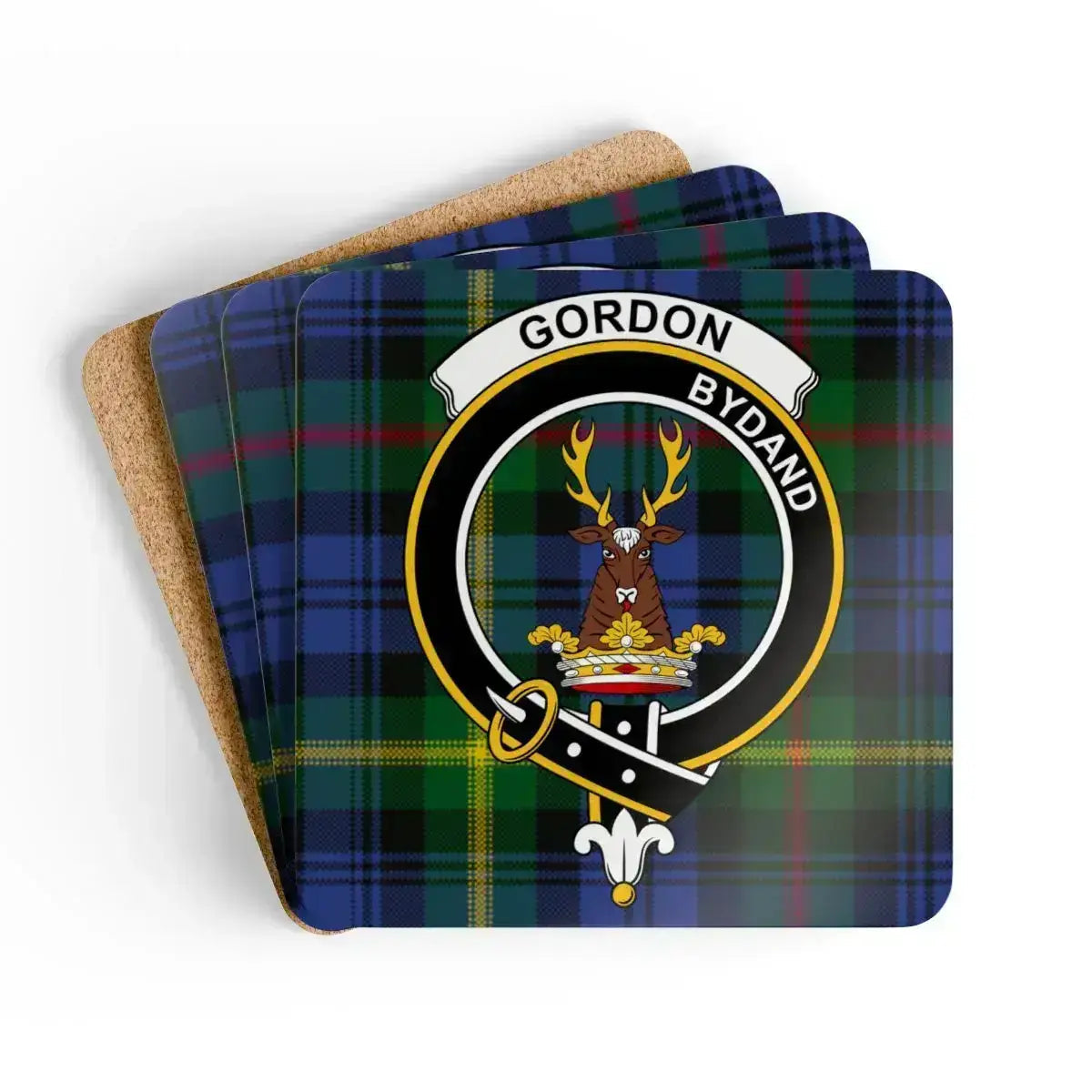 Gordon Scottish clan crest tartan coaster example for custom coaster set
