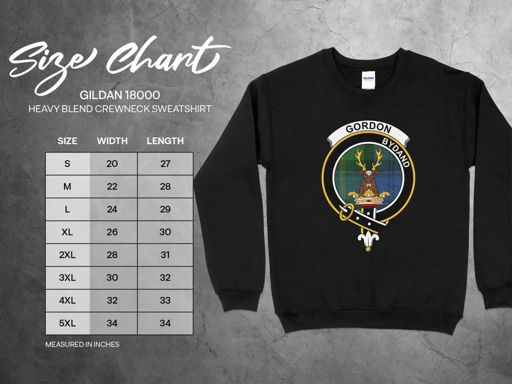 Clan Gordon crewneck sweatshirt lifestyle shot — Scottish clan heritage apparel for everyday wear