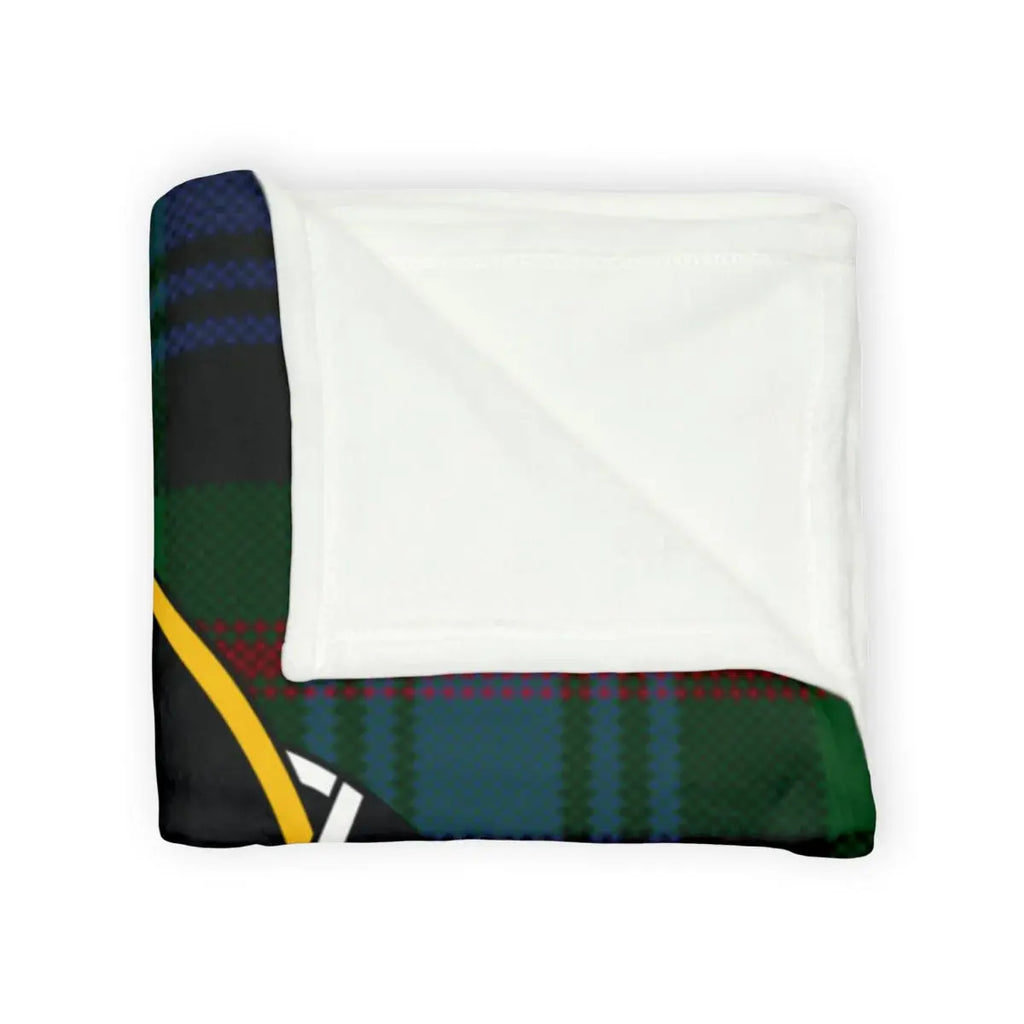 Clan Gordon lightweight polyester throw blanket folded — Scottish clan tartan home décor