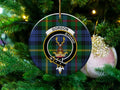 Clan Gordon tartan crest ceramic ornament — 3-inch round double-sided Scottish heritage keepsake