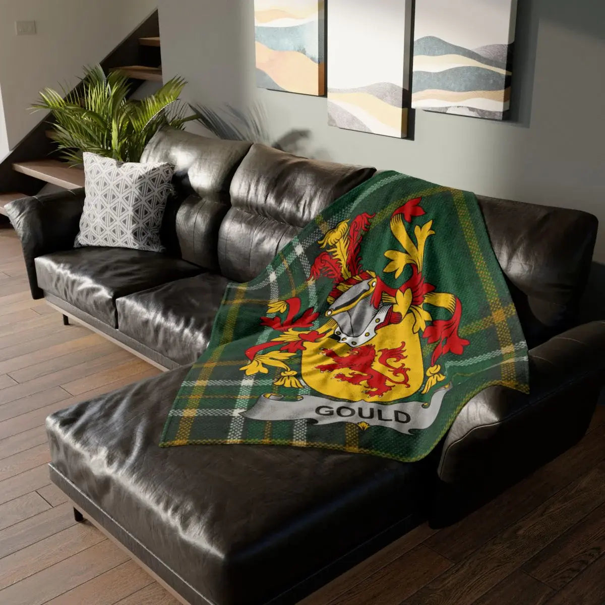Gould Coat of Arms Crest Tartan Blanket Throw