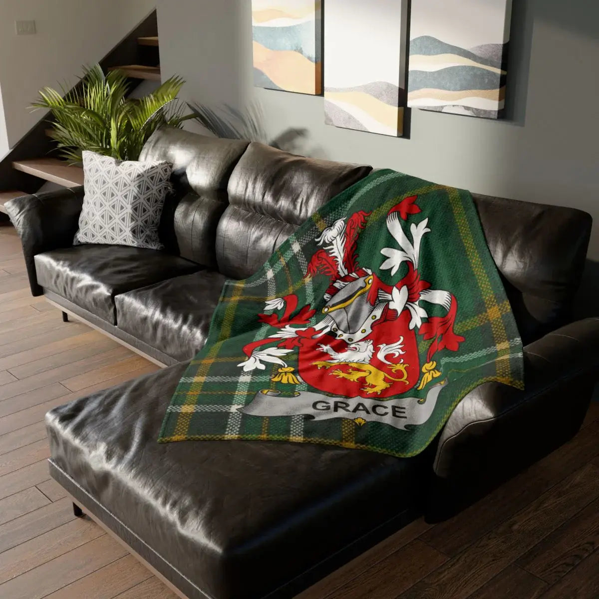 Grace Family Crest Tartan Plaid Decorative Blanket