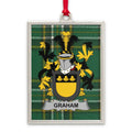 Graham surname Irish tartan ornament — polished silver portrait frame with coat of arms design
