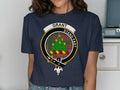 Grant Stand Fast graphic t-shirt in navy — clan crest on chest, unisex cotton fit