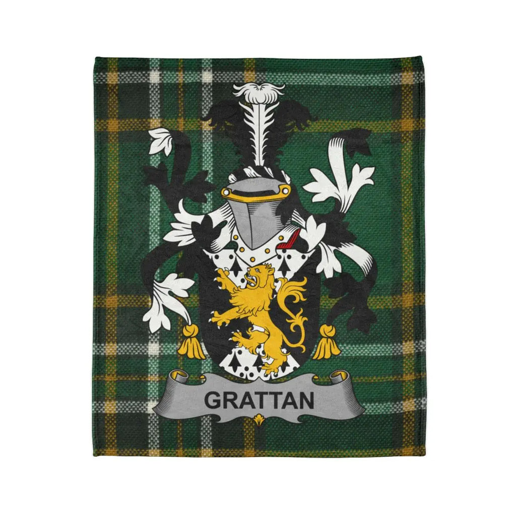 Grattan Family Crest Coat of Arms Tartan Plaid Blanket