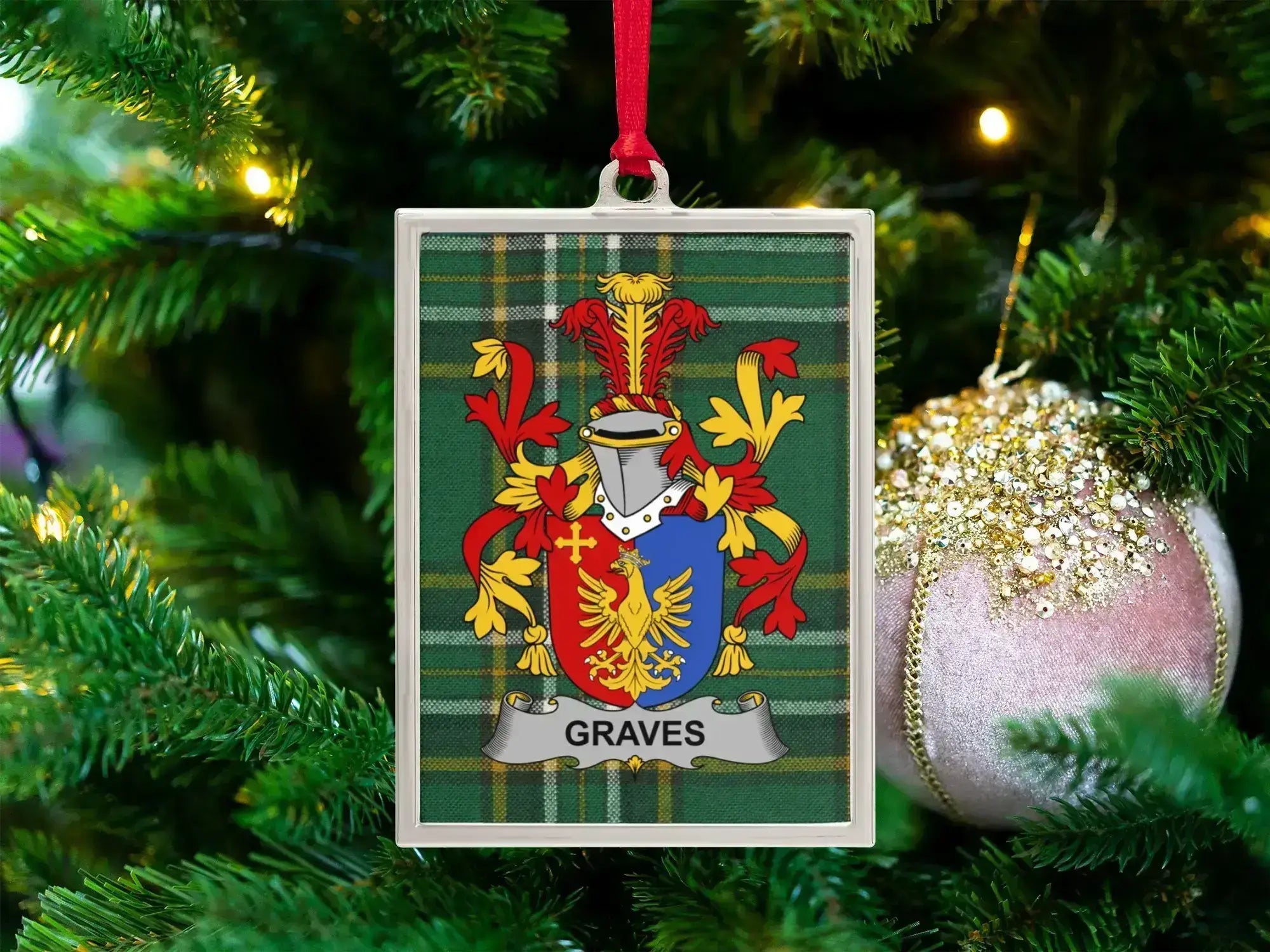 Custom Family Crest Christmas Tree Ornament product