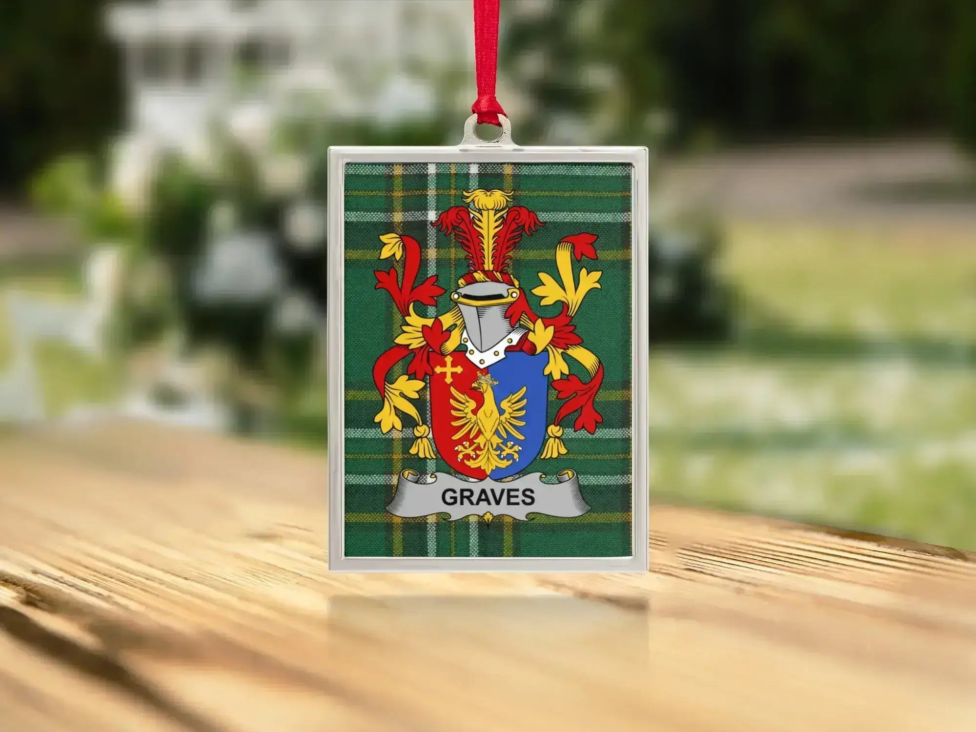 Graves Family Crest Glass Square Ornament product