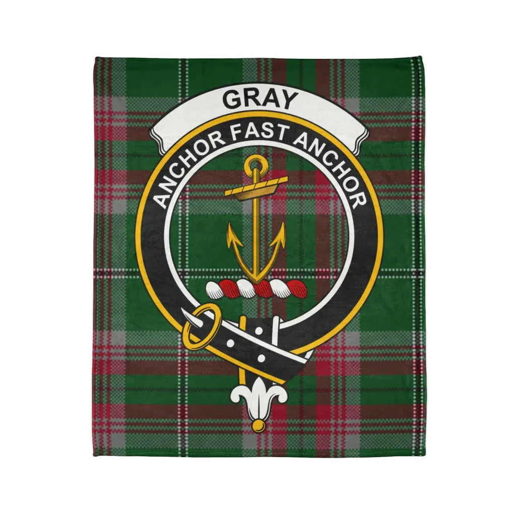 Gray Anchor Fast Anchor clan crest tartan throw blanket — heraldic design on 50x60 polyester