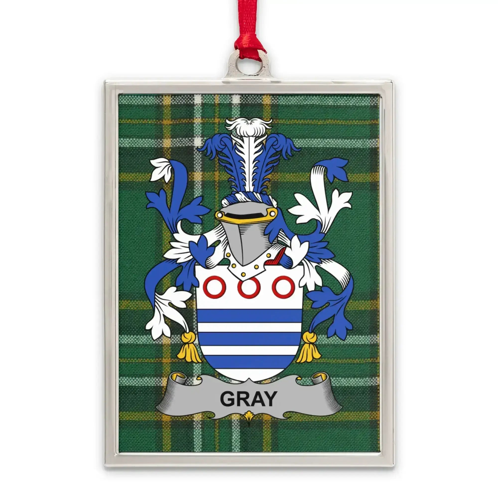 Gray Family Crest Plaid Background Ornament product type