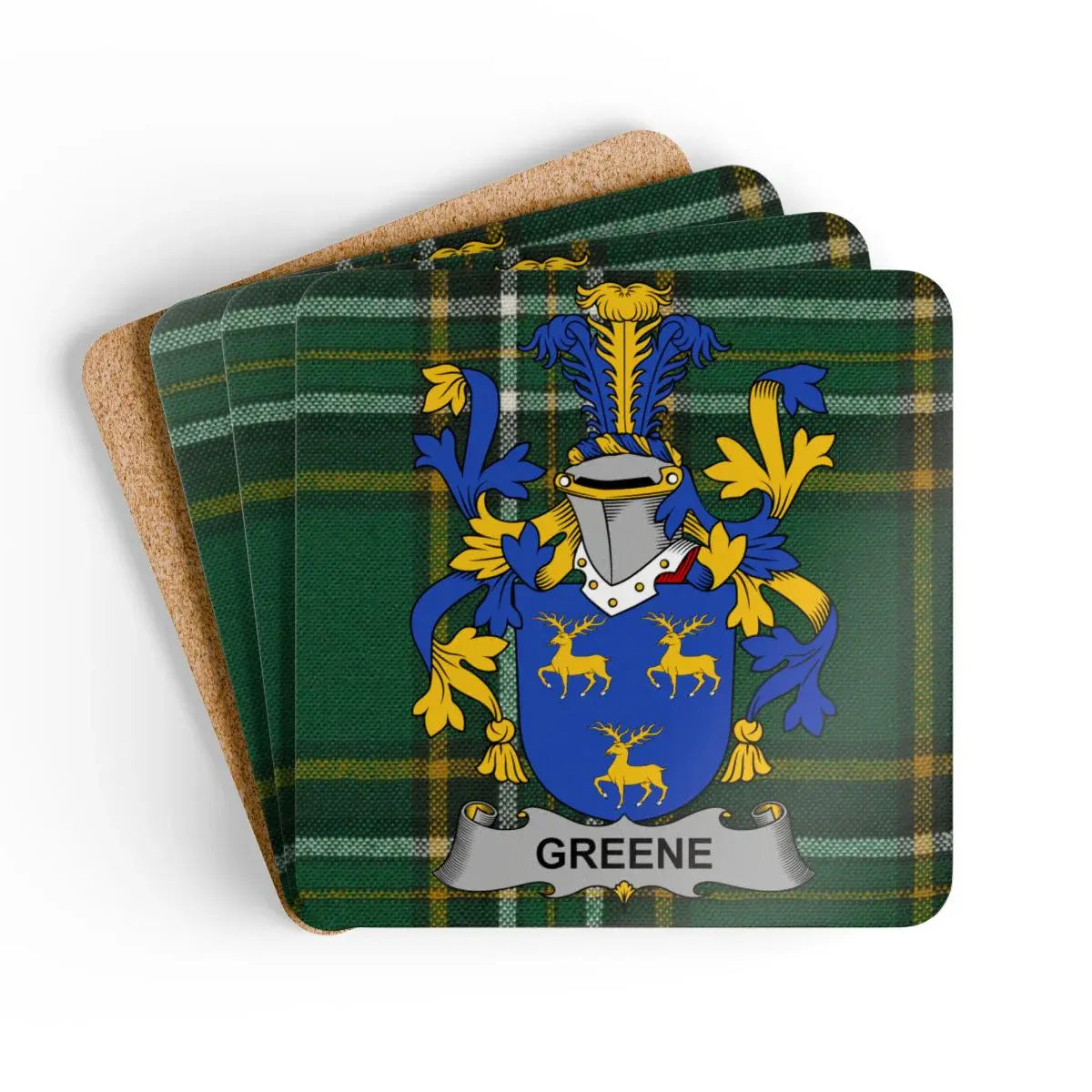 Personalized Family Crest Plaid Pattern Coaster product type