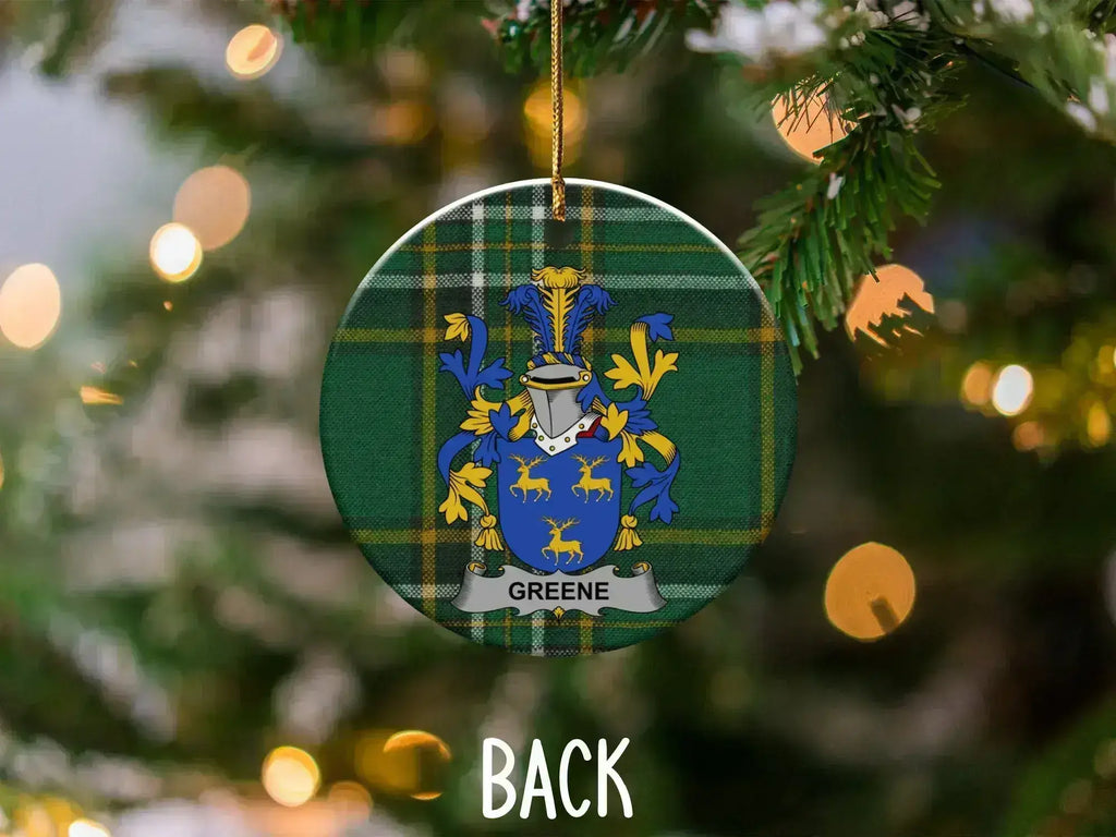Greene Family Crest Plaid Pattern Christmas Ornament