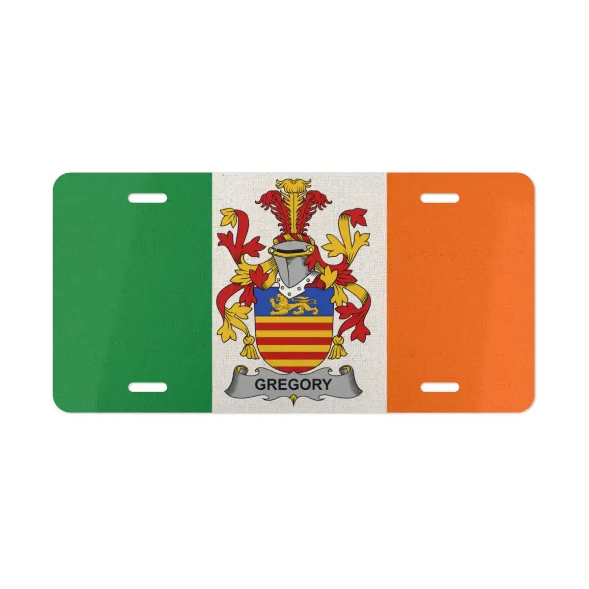 Irish Flag Gregory Family Crest Design License Plate product