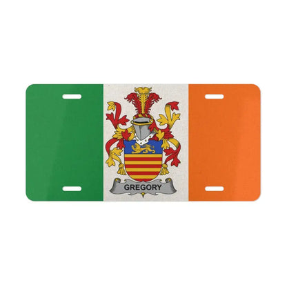Irish Flag Gregory Family Crest Design License Plate product