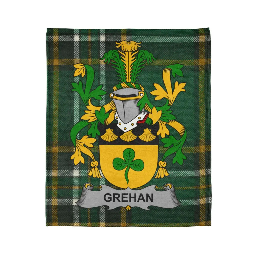 Grehan Family Crest with Tartan Design Blanket