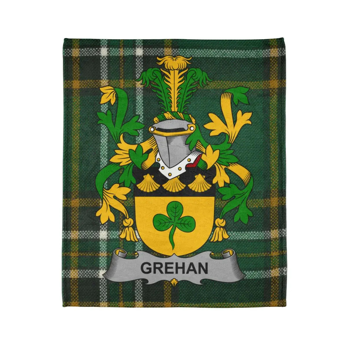 Grehan Family Crest with Tartan Design Blanket