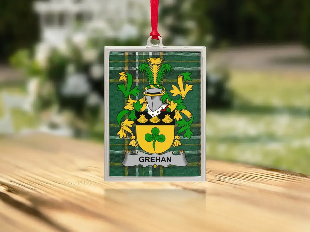 Grehan Family Crest on Green Background product type