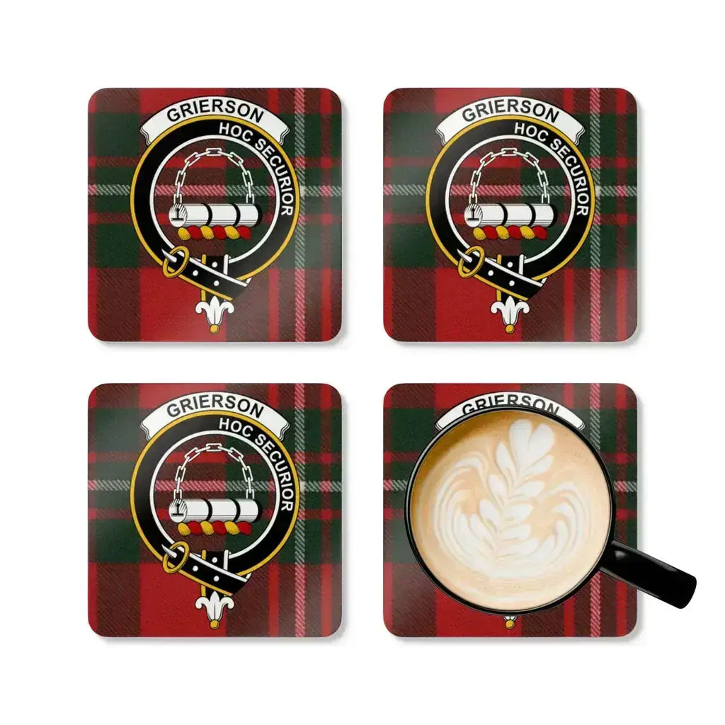 Grierson Family Crest Tartan Coasters Set of 4 product type