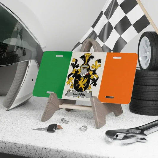 Griffin Coat of Arms with Irish Flag Design License Plate