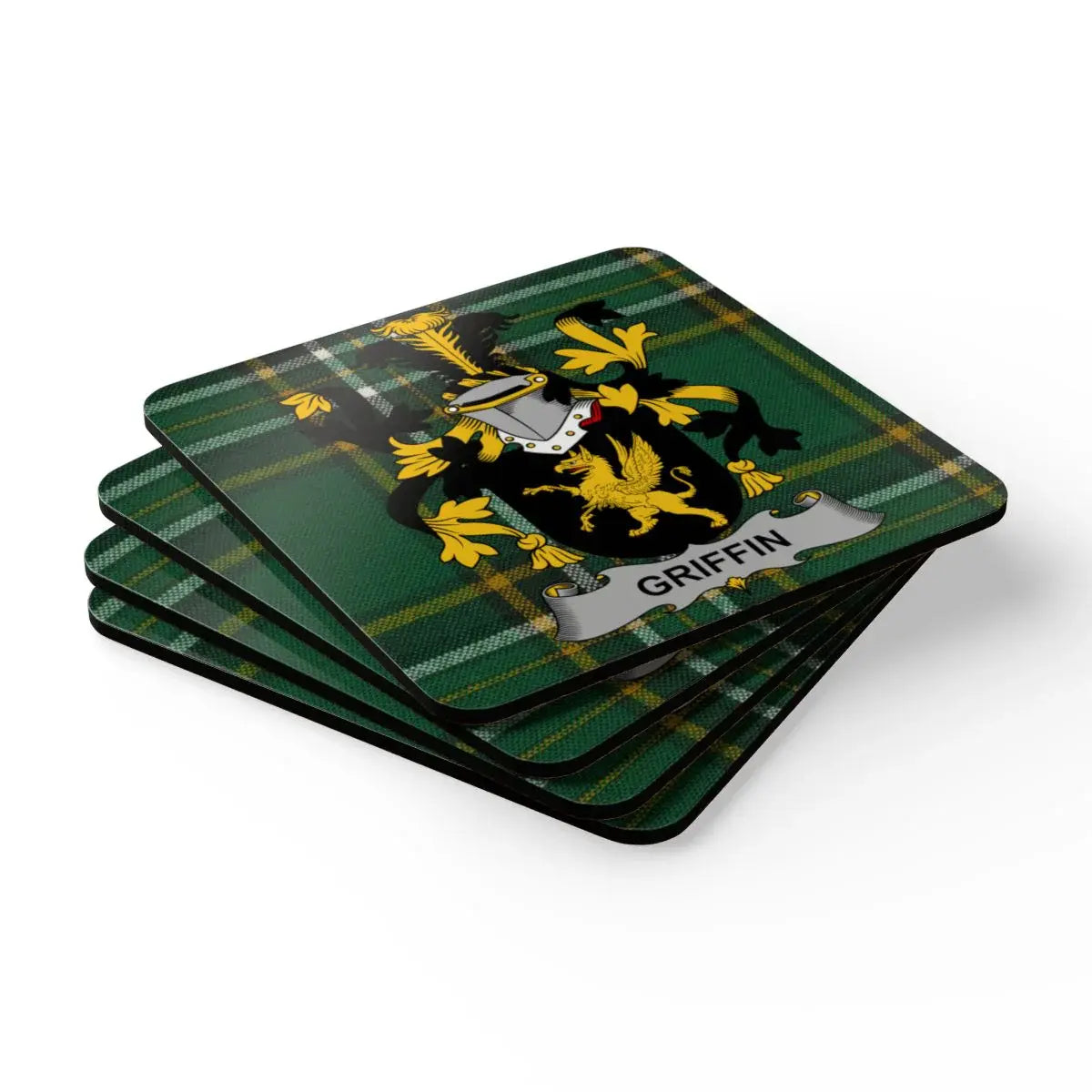 Griffin Family Crest Plaid Pattern Coaster Set product type