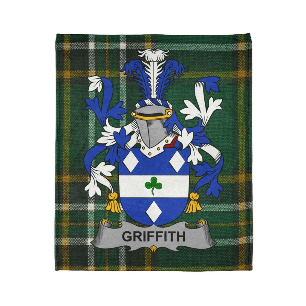 Griffith Family Crest Green Plaid Tartan Blanket