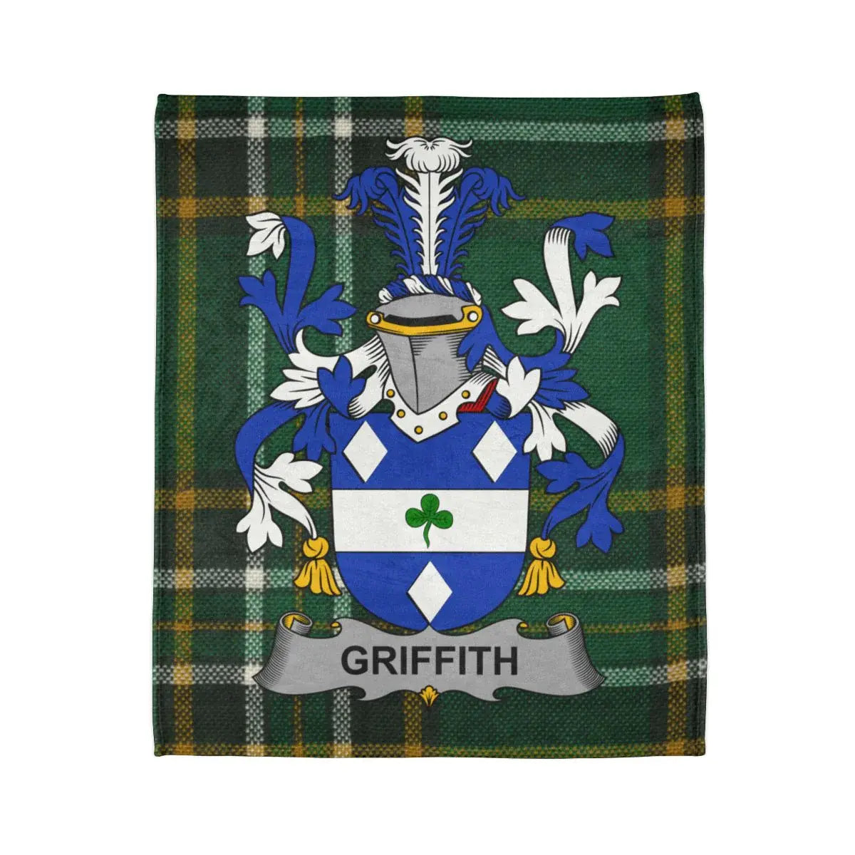 Griffith Family Crest Green Plaid Tartan Blanket