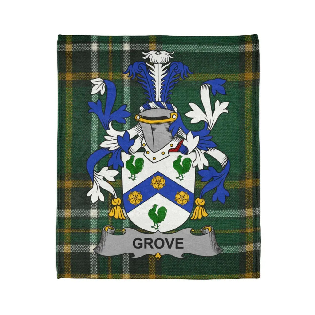 Family Crest with GROVE Plaid Background Blanket