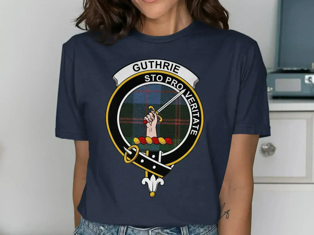 Guthrie clan crest tee in royal blue — Sto Pro Veritate emblem