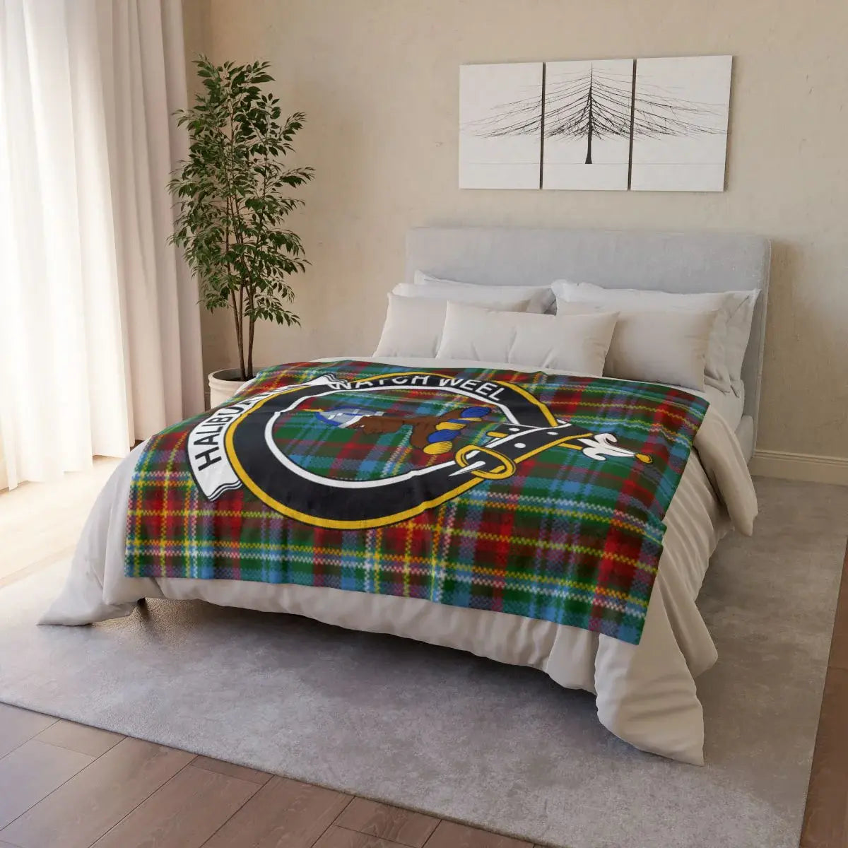 Happiness Waits Well Tartain Blanket