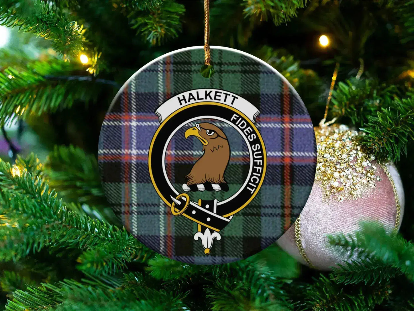 Halkett Fides Sufficit Eagle Crest Plaid Ornament product