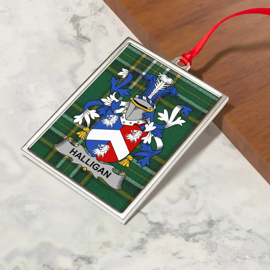 Halligan Family Crest Plaid Rectangular Ornament product