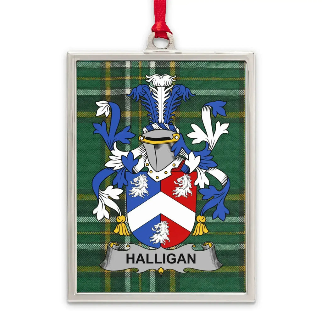 Halligan Family Crest Plaid Green Ornament product type