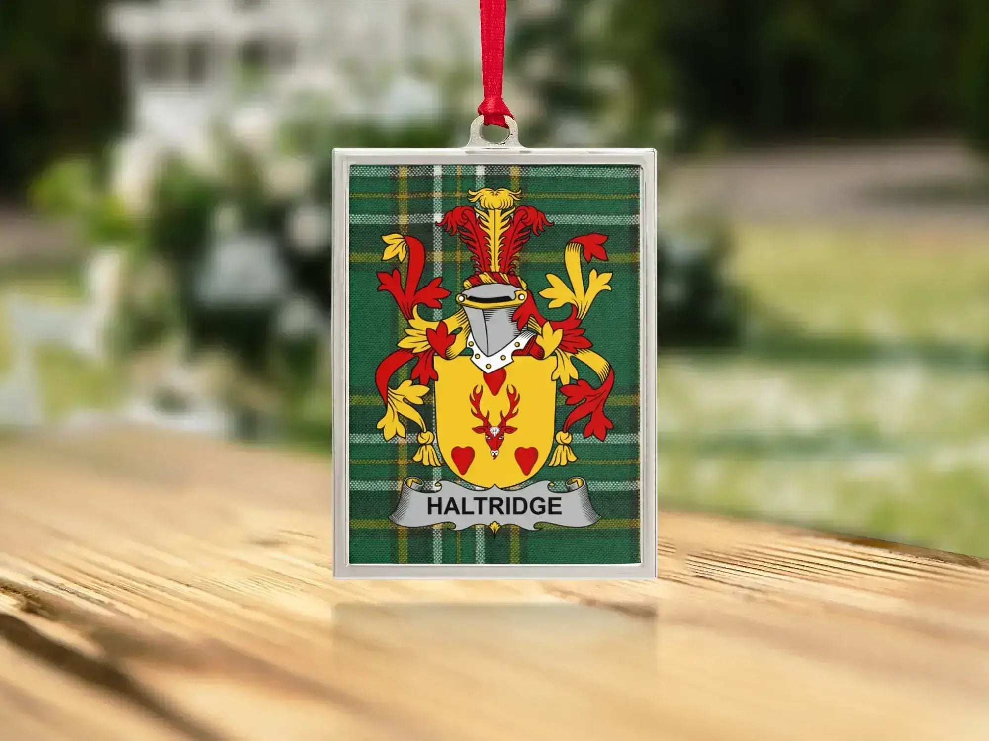 Haltridge Family Crest Plaid Square Ornament product