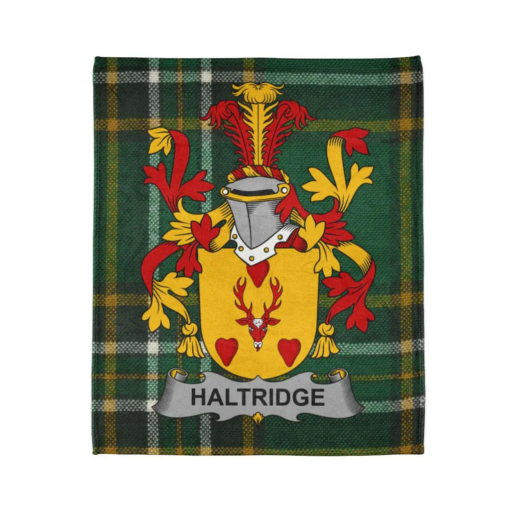 Haltridge Family Crest on Tartan Plaid Blanket