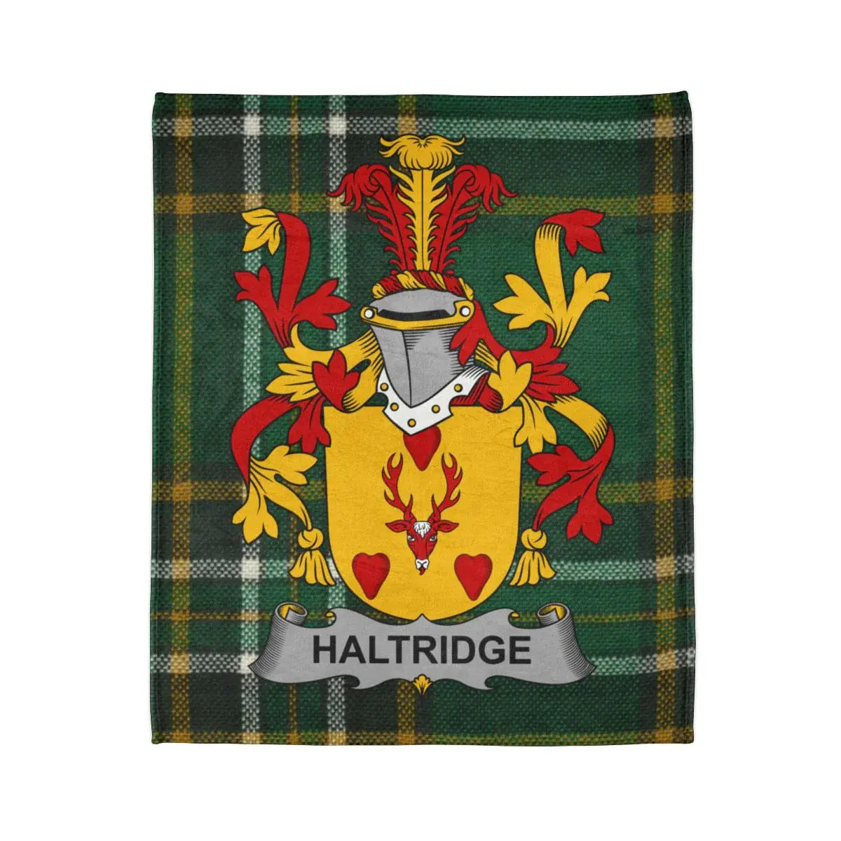 Haltridge Family Crest on Tartan Plaid Blanket